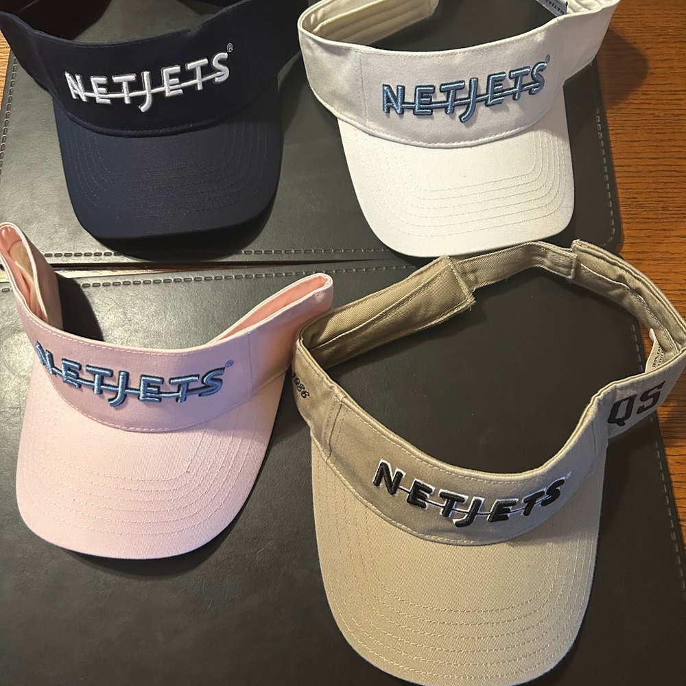 NetJets Visors in Navy, White, Pink, and Tan